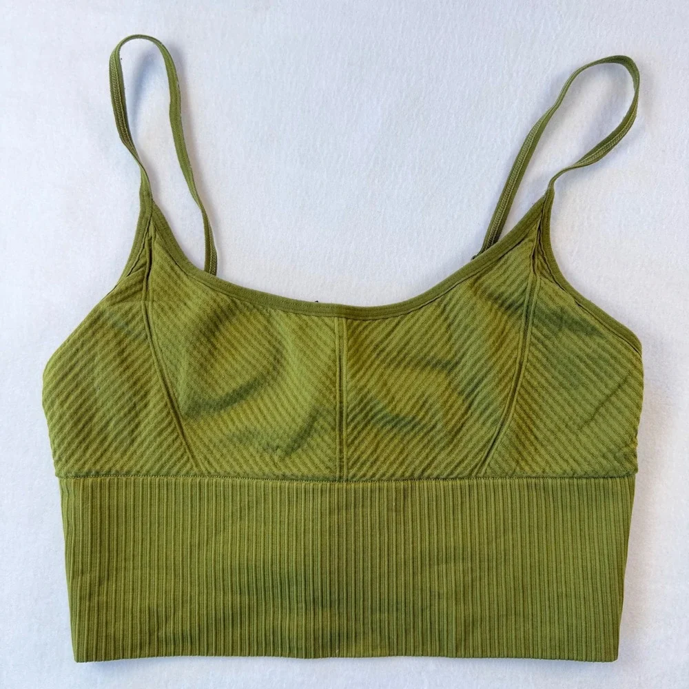 VS PINK Active Seamless Sports Bra‎ Lightly Lined Longline Green Small